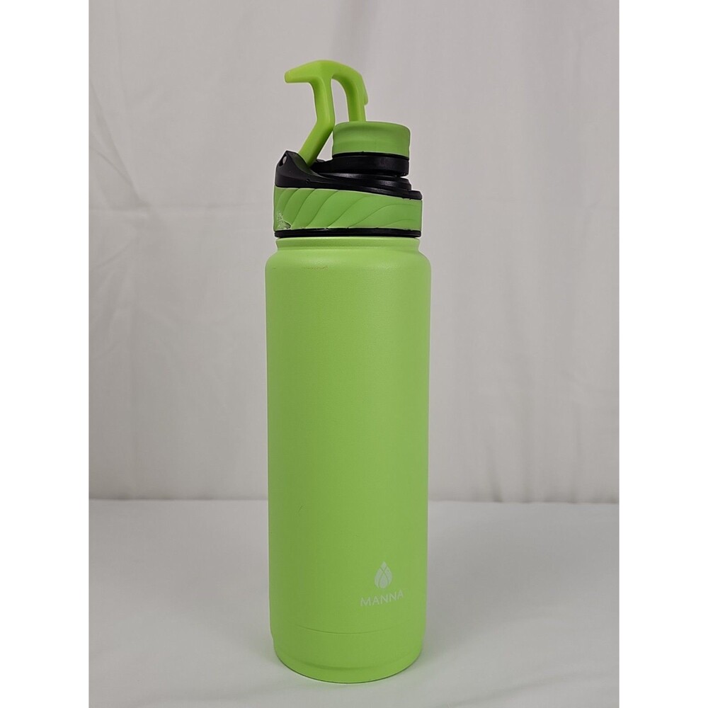 Manna 32 oz 1L Insulated Water Bottle Lime Green Carry Handle Lid